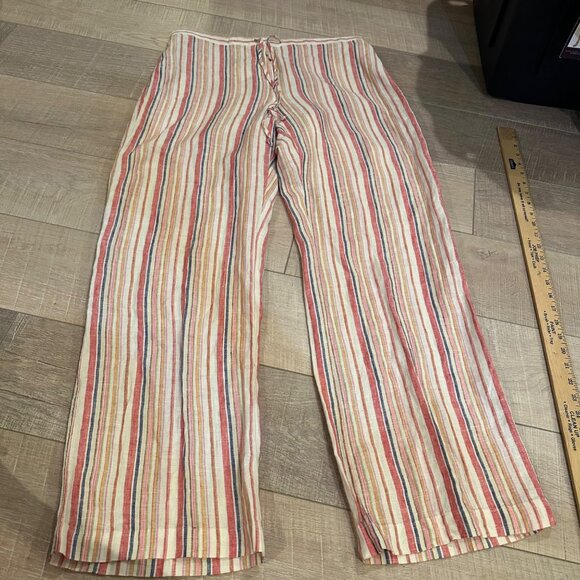 BOSTON PROPER WOMENS MULTI COLOR STRIPE LINEN PANTS NEW SIZE 14 - Picture 1 of 12